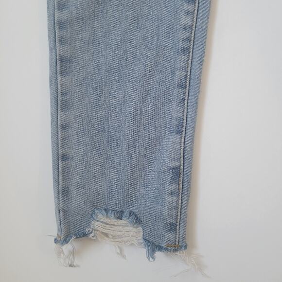 Princess Polly Distressed Raw Hem Skinny Jeans Size 0 Denim - Picture 6 of 9